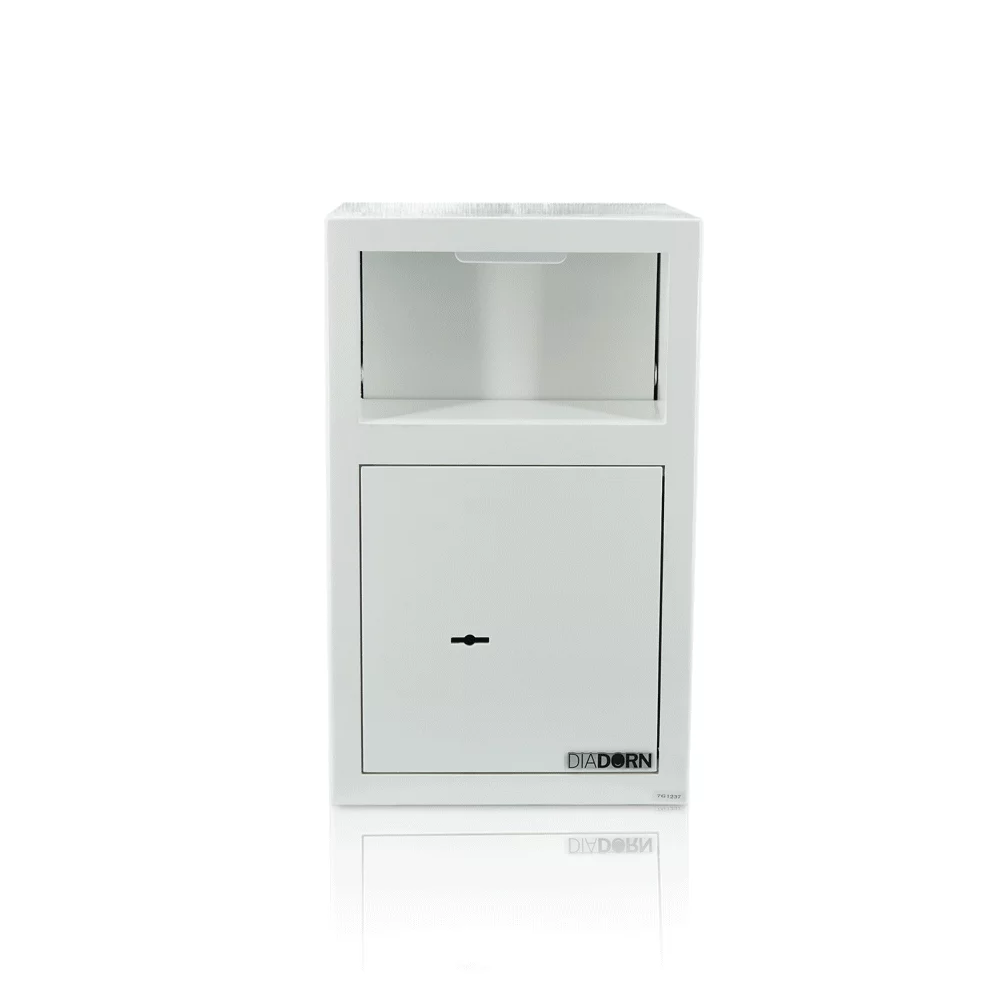 Deposit safe with slot flap | High-gloss white | Key lock