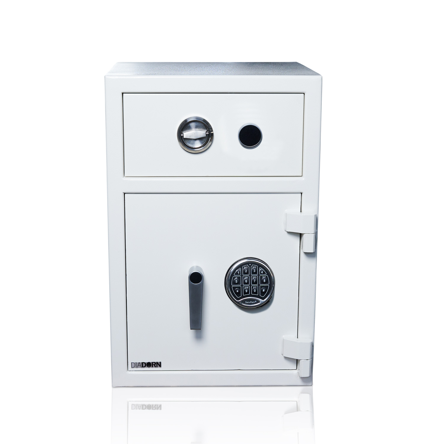 Deposit safe with drawer & key lock | Safe door with 6 locking bolts & pin code lock
