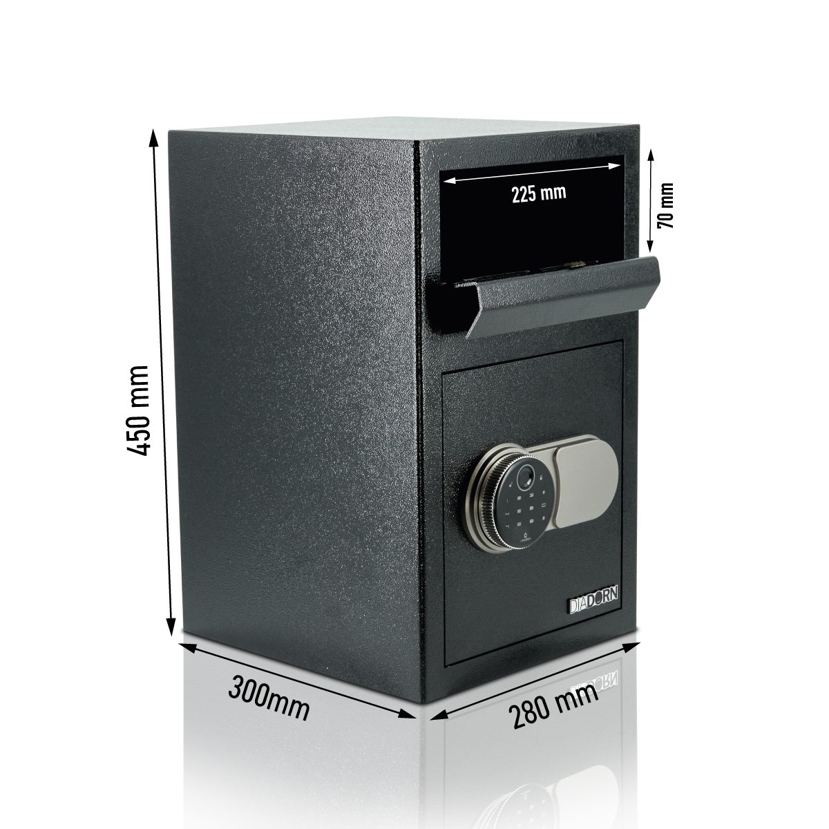 Deposit safe with deposit flap with fingerprint PIN code lock | Fingerprint scanner