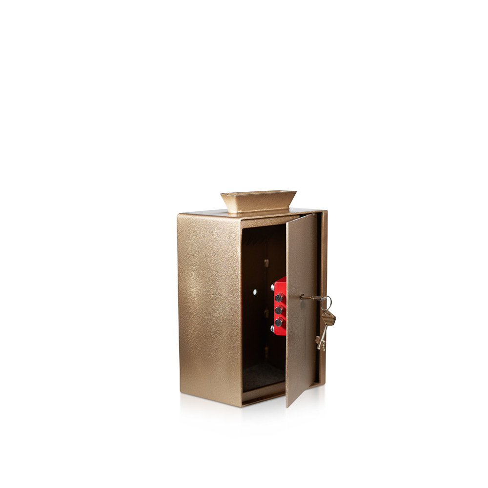 Donation Box | Gold – Copper | Secure Collection | Donation Safe | Church Safe | Key Lock