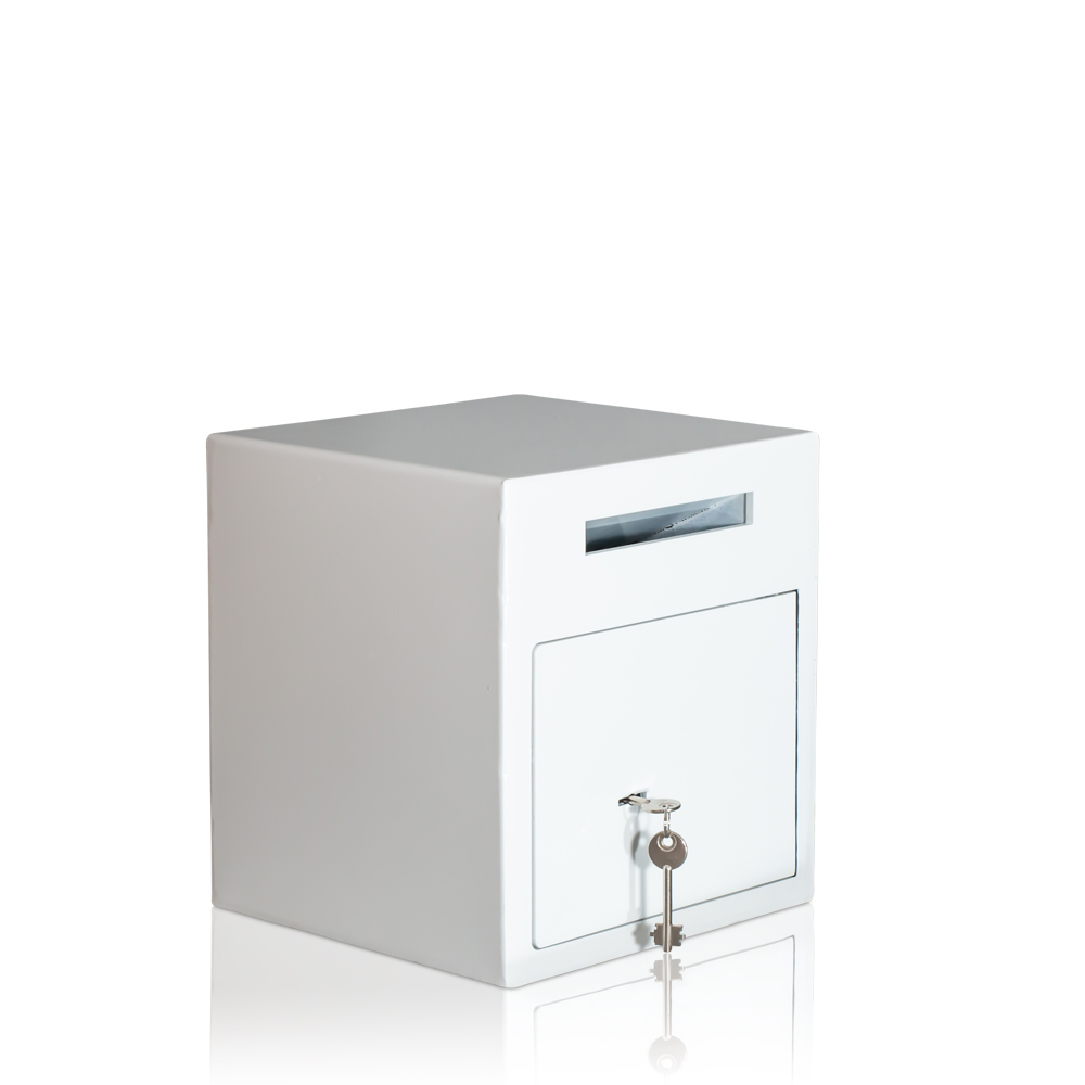 Deposit Safe with Key Lock | White | Safe for Boutique, Fashion Store, Bar