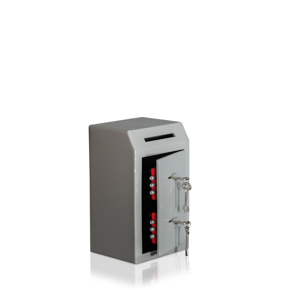 Donation box with corner slot – church safe, dual control
