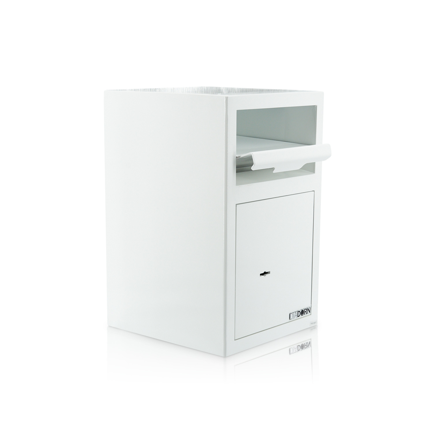 Deposit safe with slot flap | High-gloss white | Key lock