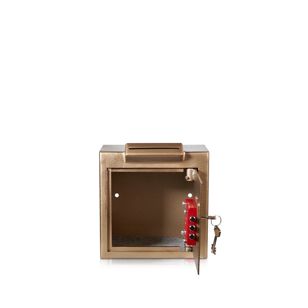 Offering box | Gold - Copper | Corner Slot | Heavy Design | High Quality | Church Safe | Donation Safe