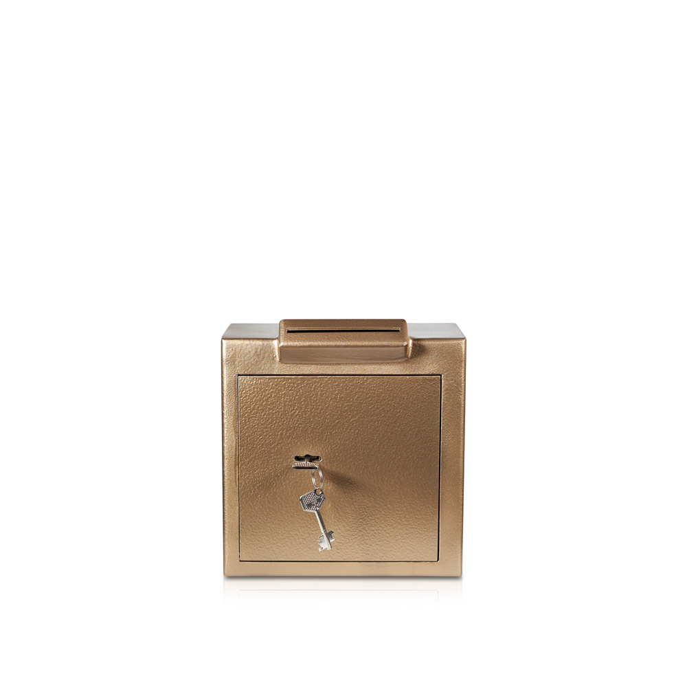 Offering box | Gold - Copper | Corner Slot | Heavy Design | High Quality | Church Safe | Donation Safe
