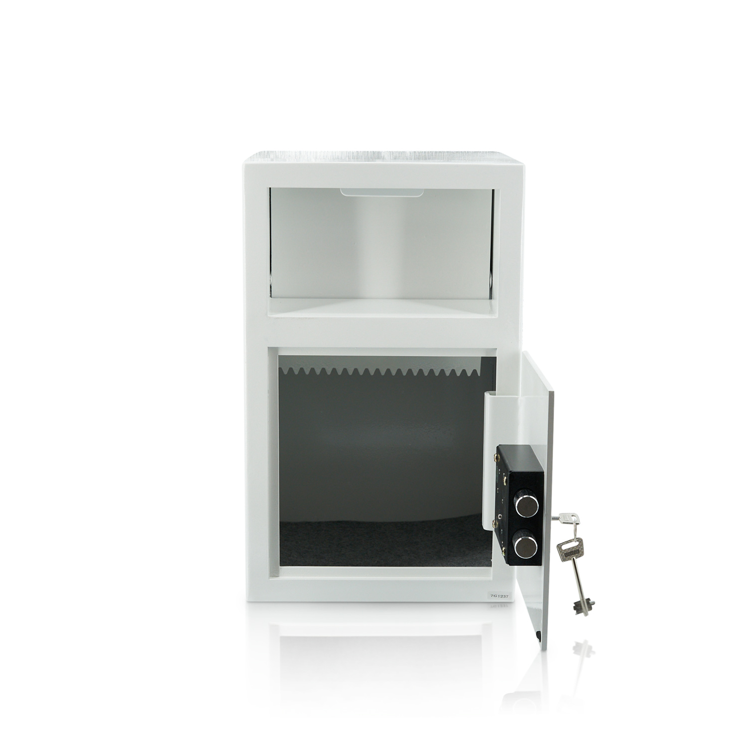 Deposit safe with slot flap | High-gloss white | Key lock
