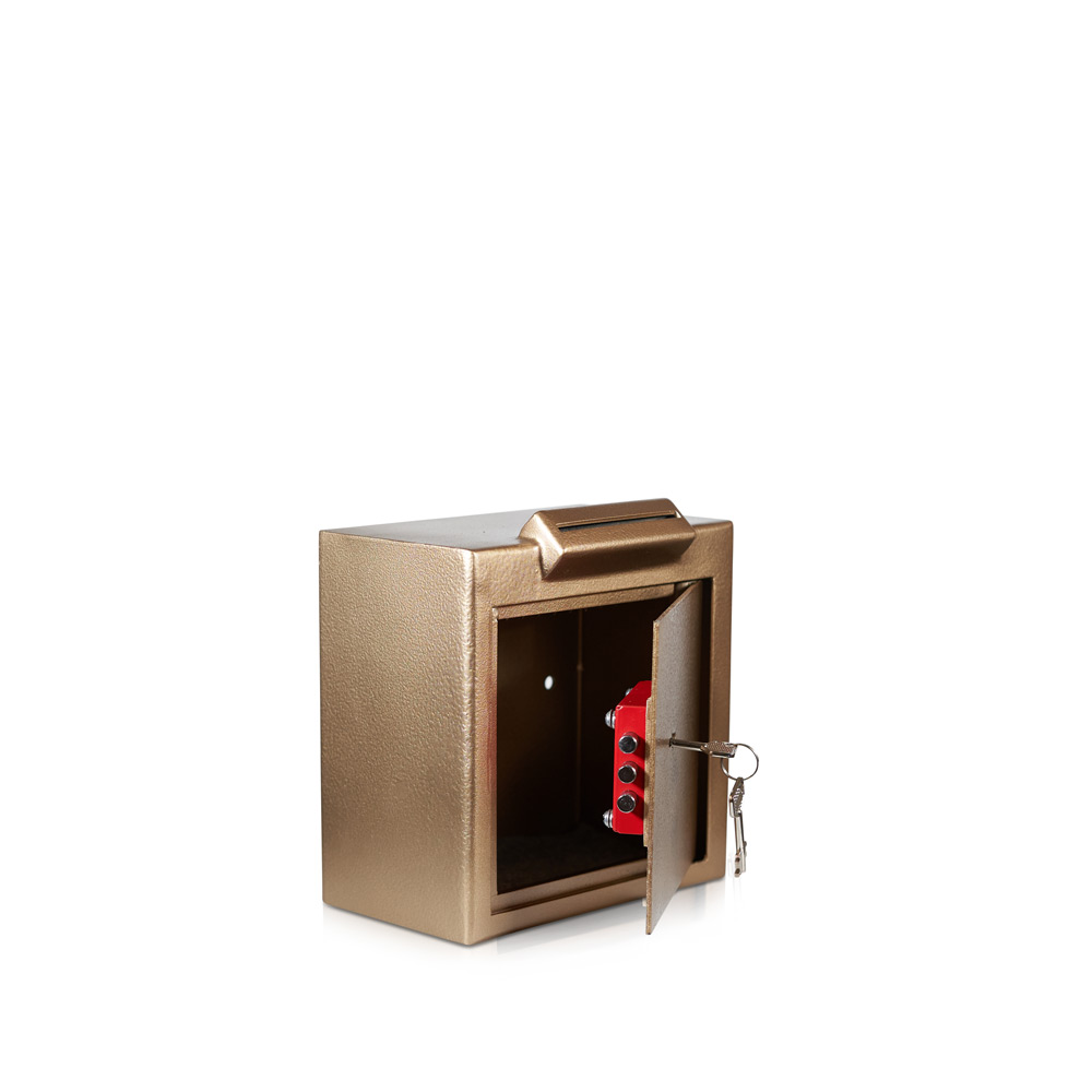 Offering box | Gold - Copper | Corner Slot | Heavy Design | High Quality | Church Safe | Donation Safe