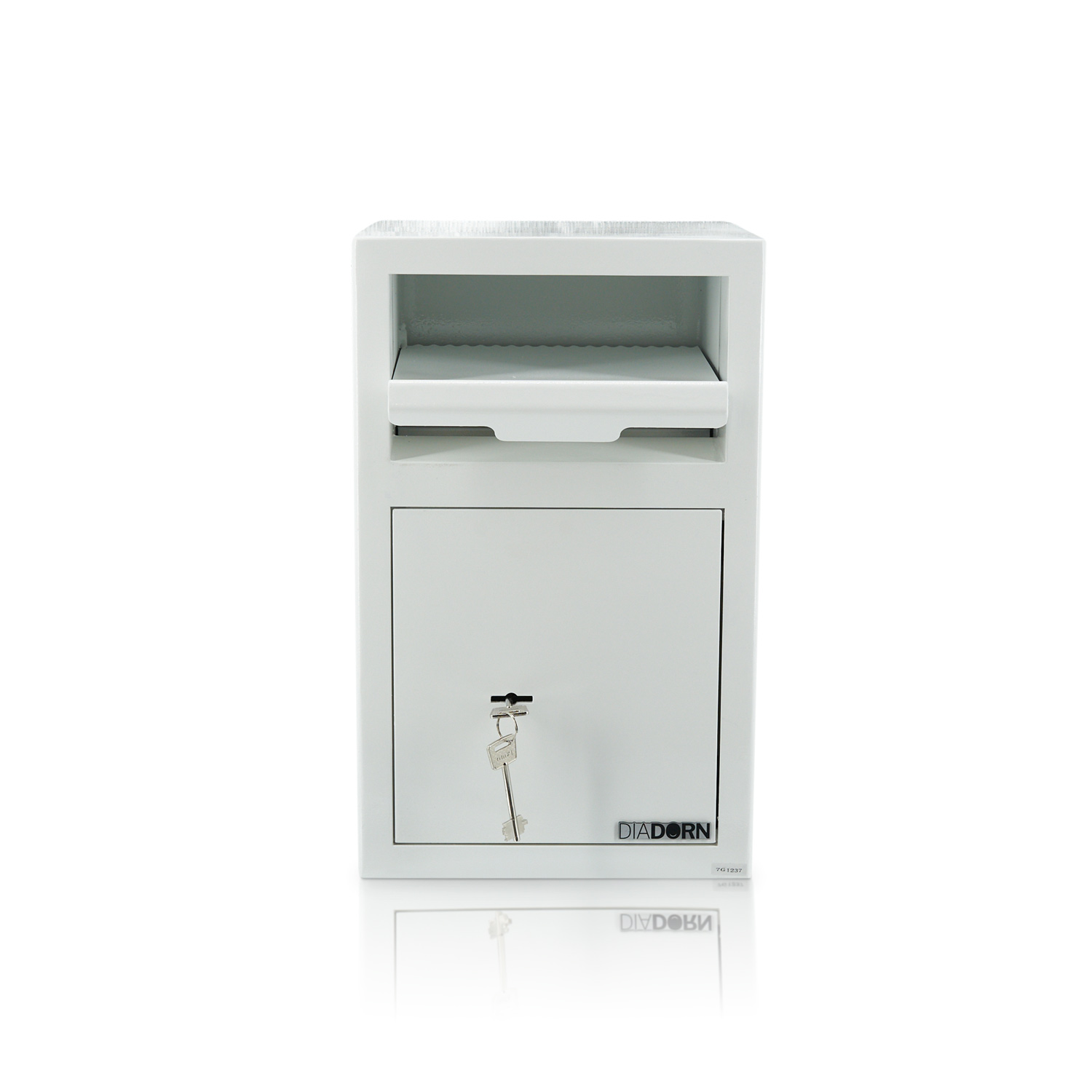 Deposit safe with slot flap | High-gloss white | Key lock
