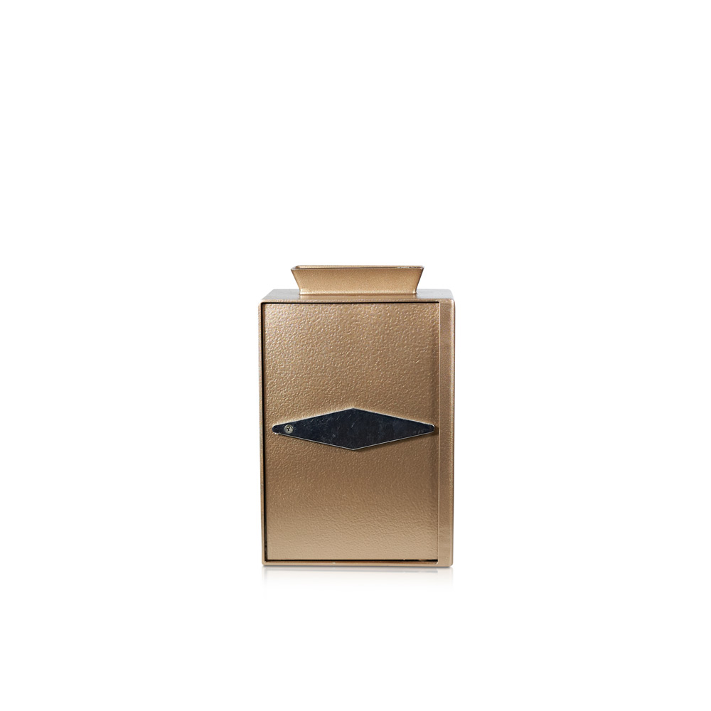 Donation box with dual control | Double lock | Copper – Gold | Church safe | Donation safe