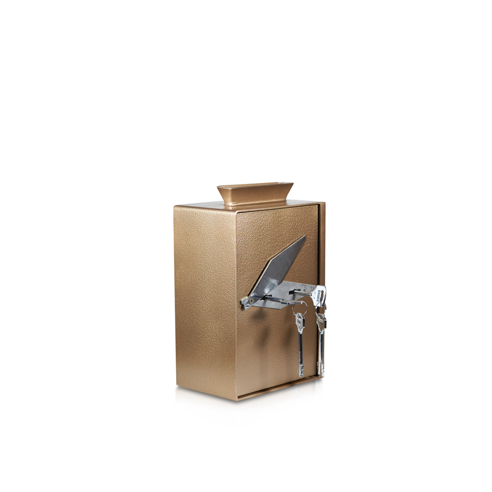 Donation box with dual control | Double lock | Copper – Gold | Church safe | Donation safe
