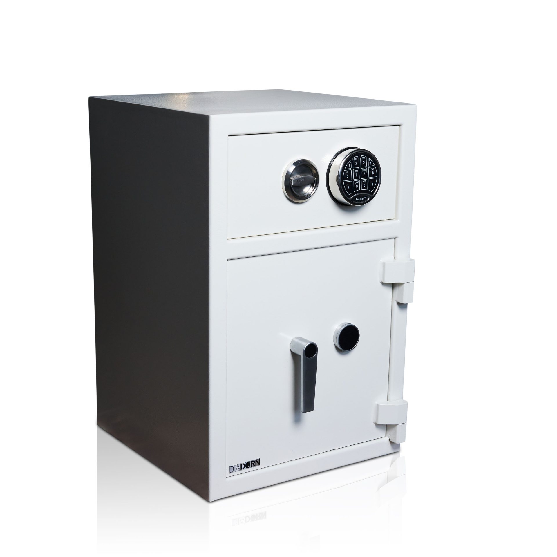 Deposit safe with drawer & pin code lock | Safe door with 6 locking bolts & key lock