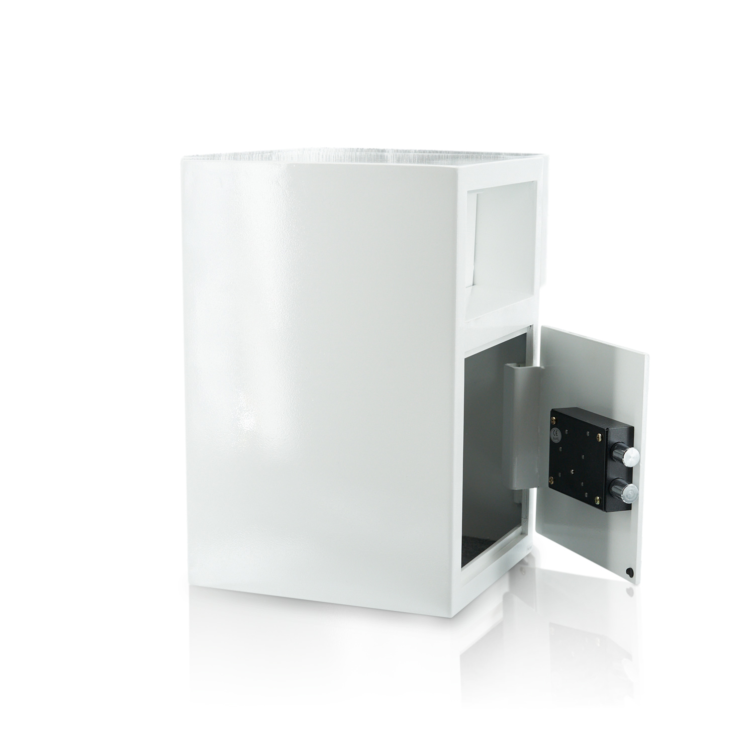 Deposit safe with slot flap | High-gloss white | Key lock
